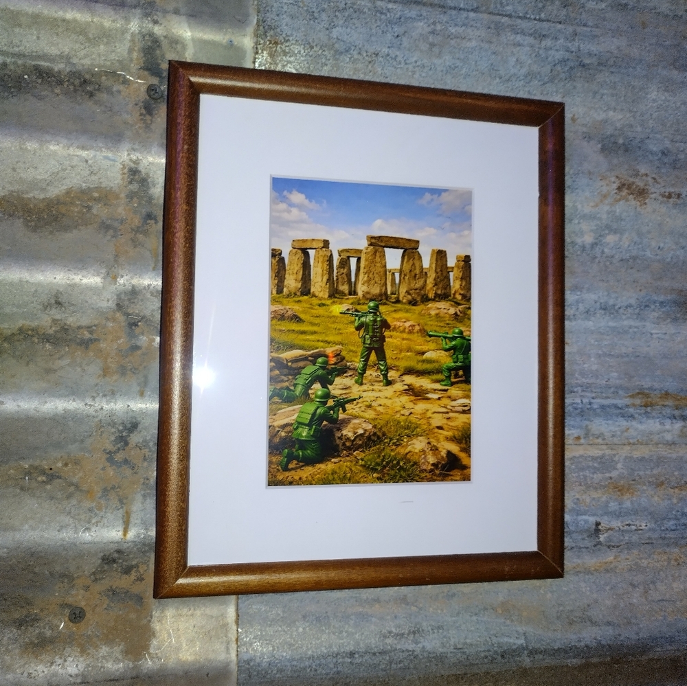 Plastic Army Men Stonehenge Monument Framed Art Print By Neon Nicho